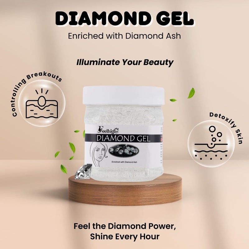 Feelhigh Diamond Face Gel Enriched with diamond aish helps to Detoxify Skin and Brightening skin 500ml Men And Women Skin care Facial Face Gel - Image 2