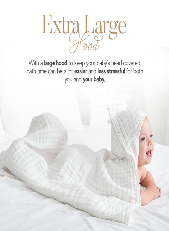 HardNok Muslin Hooded Baby Towel 4 Pack, Preuim Muslin 6 Layers Natural Cotton Baby Bath Towels, Soft and Comfortable for Boys,Girls (32 x 32, Blue Striped and White) - Image 3