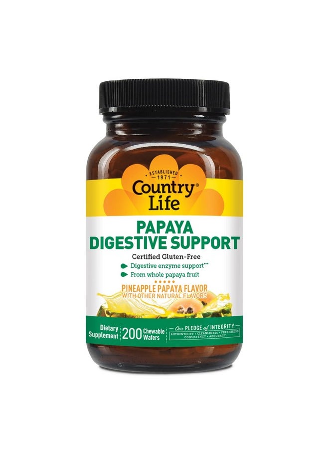 كانتري لايف Country Life, Papaya Digestive Support، إنزيمات يومية لتعزيز صحة الجهاز الهضمي وامتصاص العناصر الغذائية، 200 قرص  - Image 5