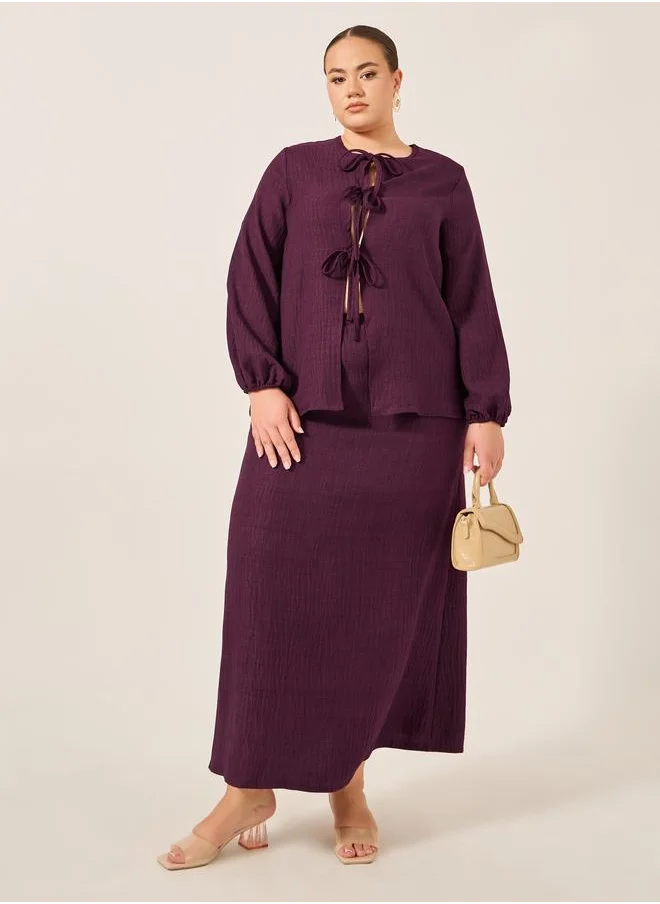 Styli Styli Plus Size Textured Maxi Skirt