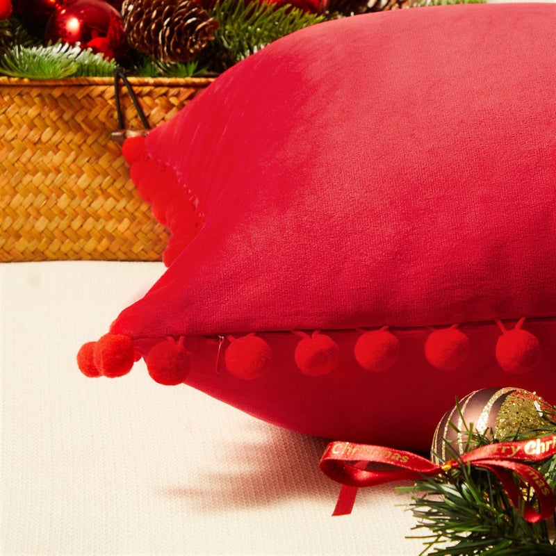 Topfinel Top Finel Red Decorative Throw Pillow Covers 16x16 Set of 2 Soft Cozy Velvet Pillow Covers Aesthetic Square Cushion Cases for Couch Sofa Bedroom Living Room Cute Home Decor - Image 3