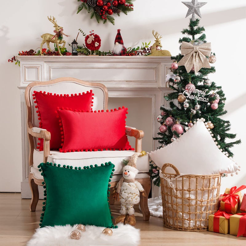 Topfinel Top Finel Red Decorative Throw Pillow Covers 16x16 Set of 2 Soft Cozy Velvet Pillow Covers Aesthetic Square Cushion Cases for Couch Sofa Bedroom Living Room Cute Home Decor - Image 5