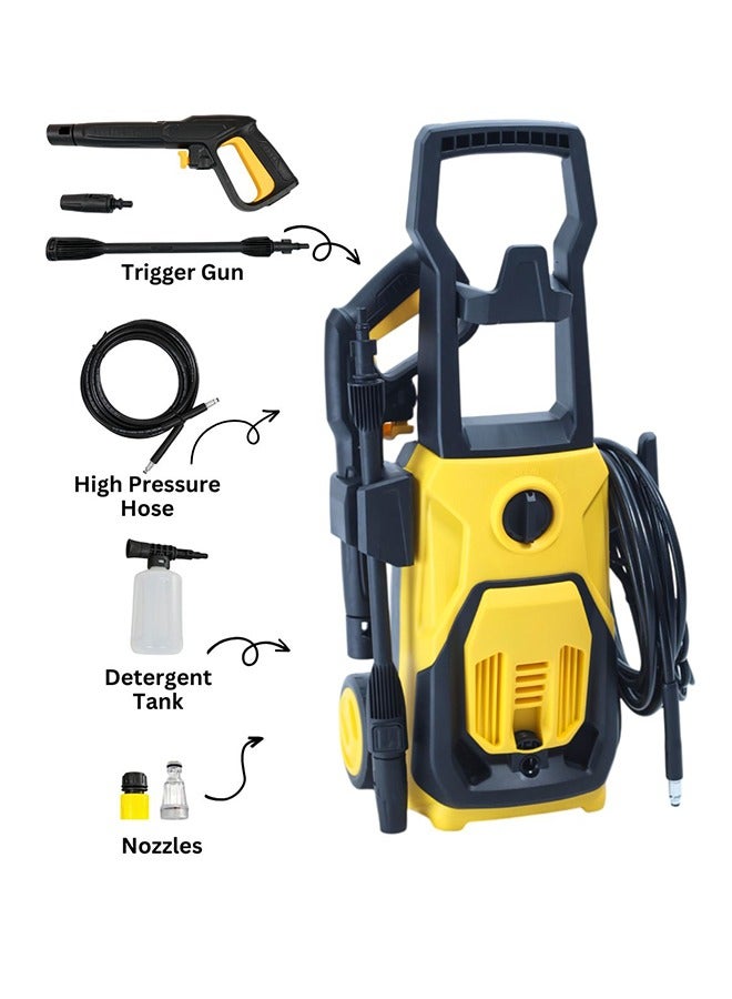 ايست من نون غسالة محمولة عالية الضغط بقوة 1800 واط، مناسبة للسيارات والمنازل والحدائق، ضغط من 90 إلى 135 بار، لون أصفر، سعة 5.5 لتر، أبعادها 31.5×27×40 سم - Image 5