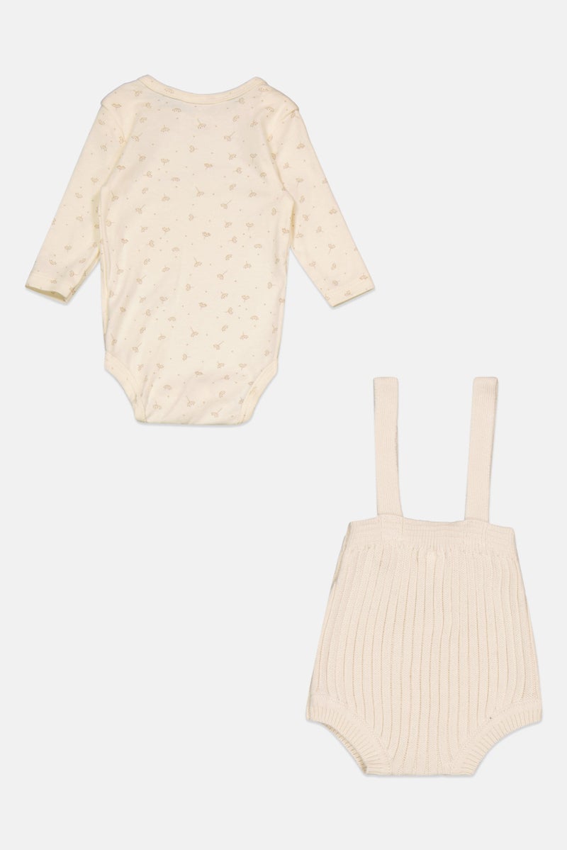 Stitch & Bean Toddlers Girl 2 Pcs Pull On Jumper And Bodysuit Set, Cream - Image 2