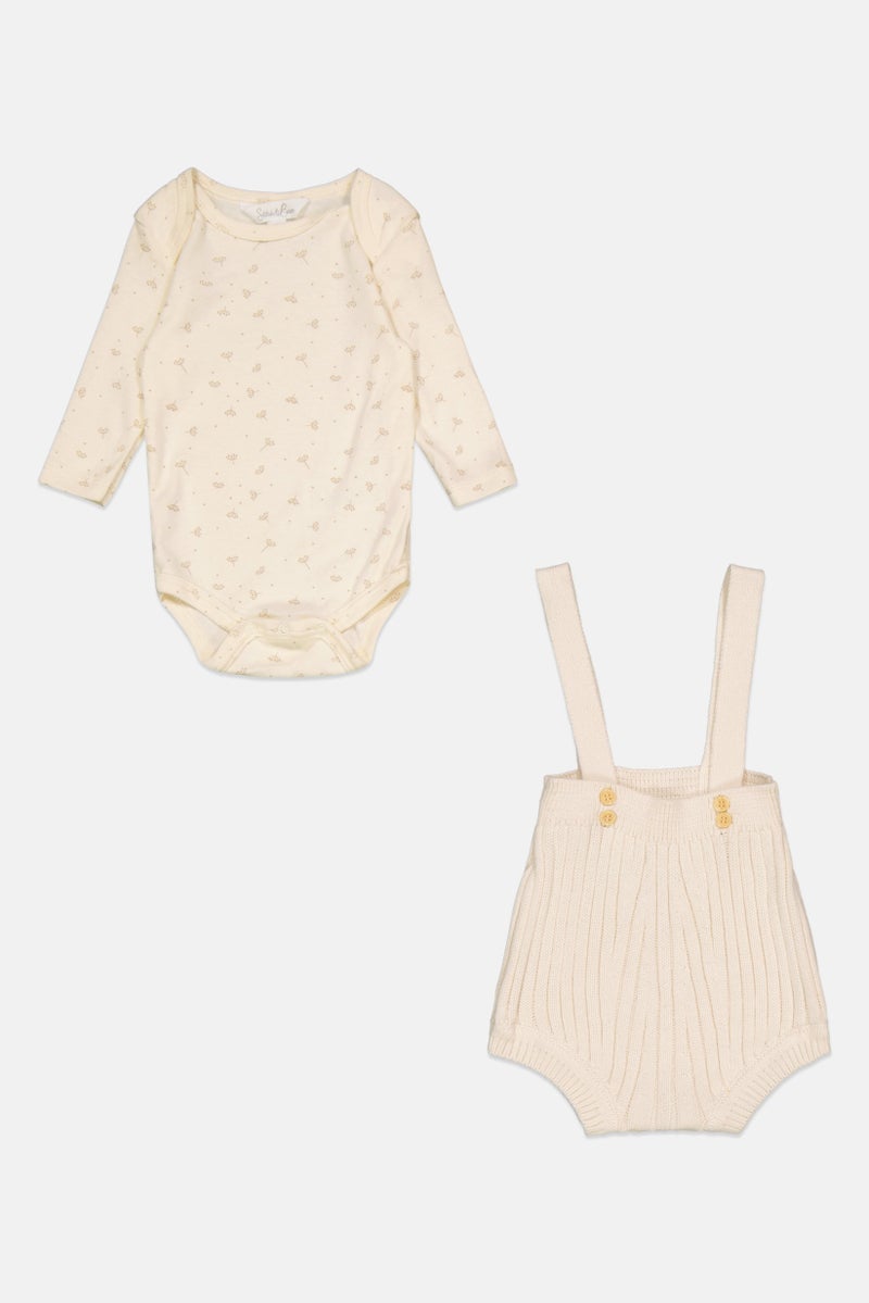 Stitch & Bean Toddlers Girl 2 Pcs Pull On Jumper And Bodysuit Set, Cream - Image 1