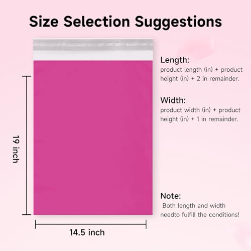 TRAEKESYI Pink Poly Mailers 14.5X19 50 Pack, Strong Adhesive Shipping Envelopes for Clothing/Shirt, Poly Bags for Small Businesses, Waterproof Mailing for Shipping, Packages Bags - Image 3