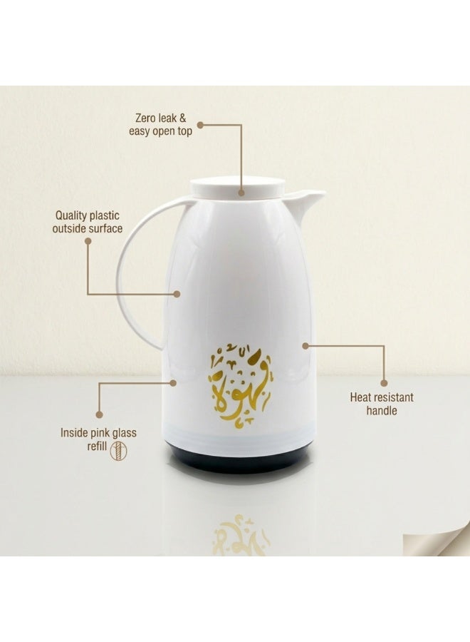 ميلريتش ترمس ميلريتش بريميوم 1.0 لتر - دلة عازلة للحرارة مع زجاج داخلي وردي - هيكل بلاستيكي أنيق للشاي والقهوة والمياه الساخنة - مقبض مقاوم للحرارة وقاعدة مانعة للانزلاق - Image 3