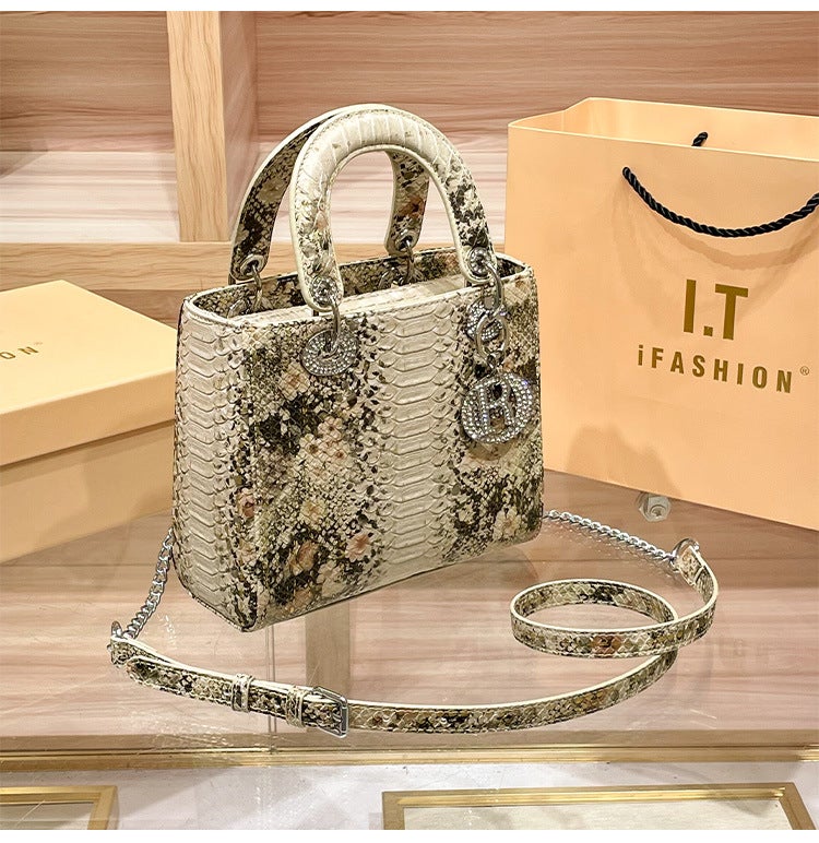 Princess Diana Bag Women'S Snake Pattern Gradient Color Big-Name Fashion Texture High-End Satchel Cross-Body Bag - Image 1