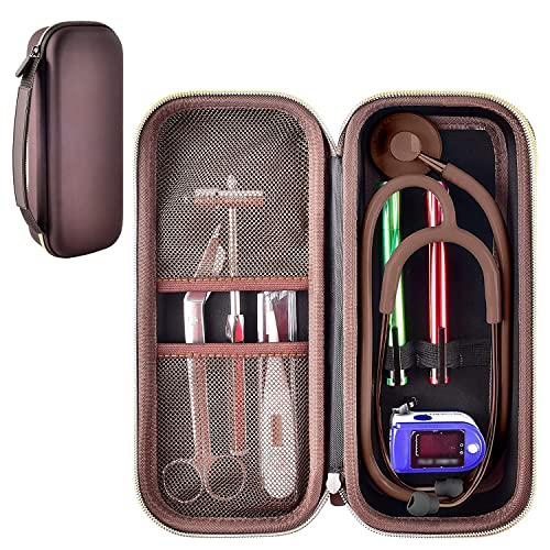 ALKOO Stethoscope Case Compatible with 3M Littmann Classic III Monitoring/Lightweight II S.E/Cardiology IV Diagnostic/MDF Acoustica Stethoscopes, Extra Pocket for Doctor & Nurse Accessories (Dark Brown) - Image 1