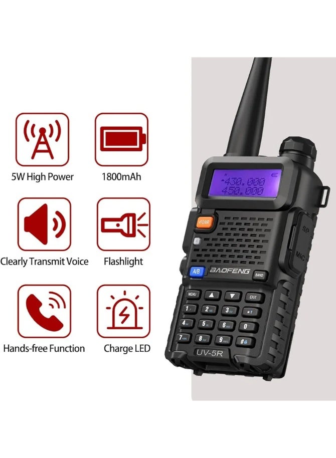 Baofeng High-Power 5W FM UV-5R with 128 Channels Connect Portable Communication Station Long Range Handheld Device (Black) - Image 5