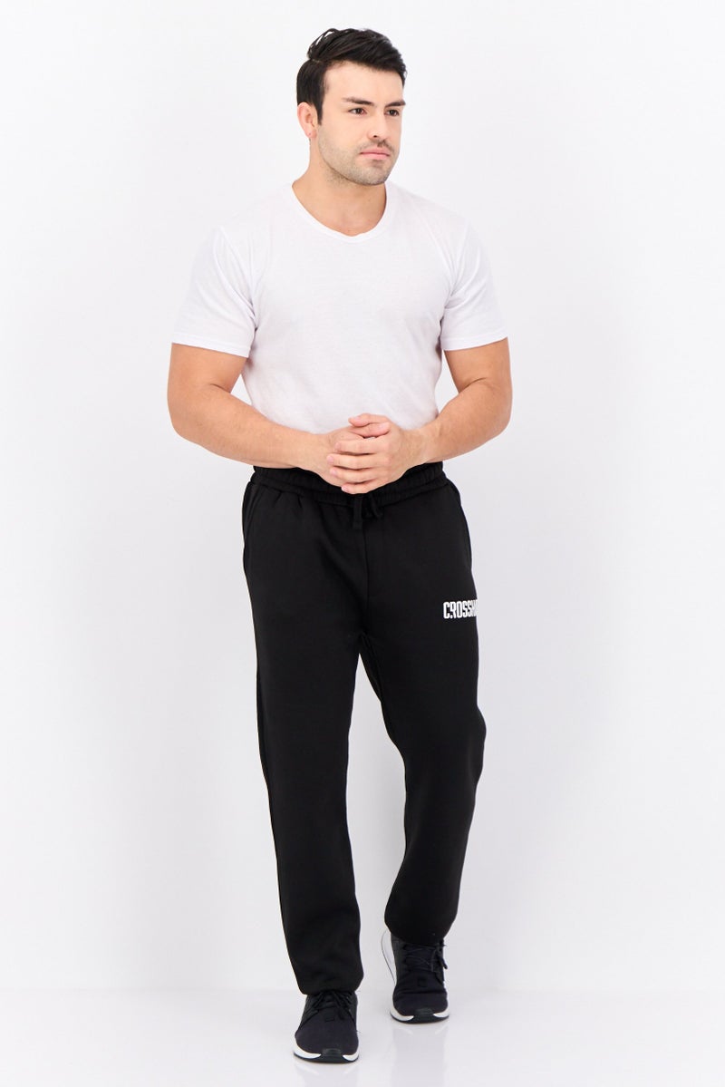 CROSSHATCH Men Regular Fit Brand Logo Jogger Pants, Black  - Image 3