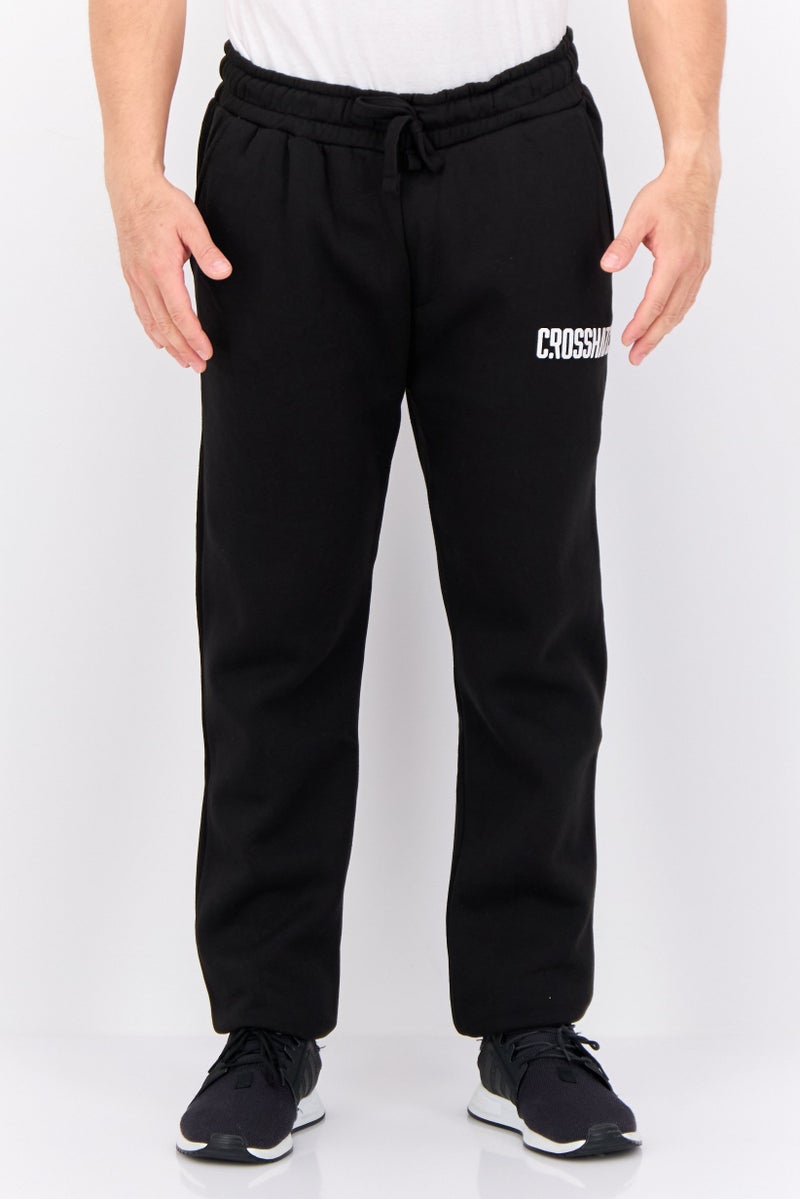 CROSSHATCH Men Regular Fit Brand Logo Jogger Pants, Black  - Image 1