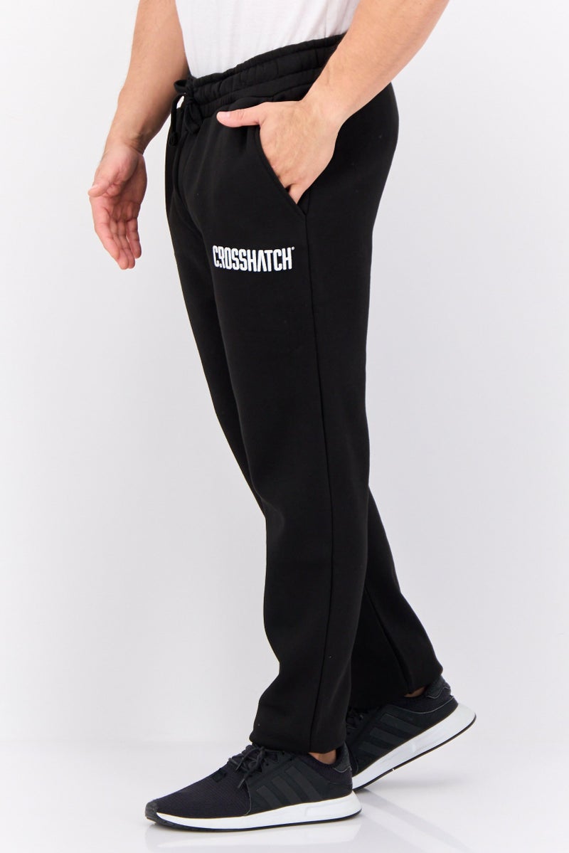 CROSSHATCH Men Regular Fit Brand Logo Jogger Pants, Black  - Image 4