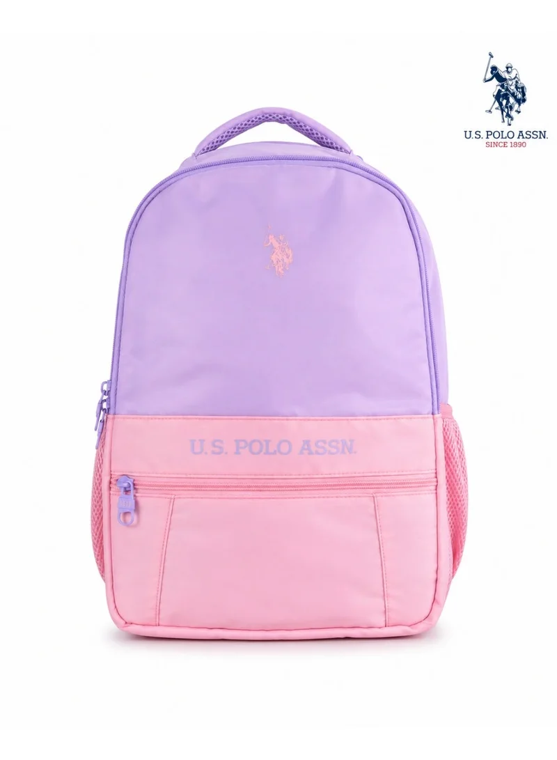U.S. Polo Assn. U.S. Polo Assn. Classic Lilac Blush Pastel Colourblock Backpack for School and Office MultiCompartment Bag for Campus
