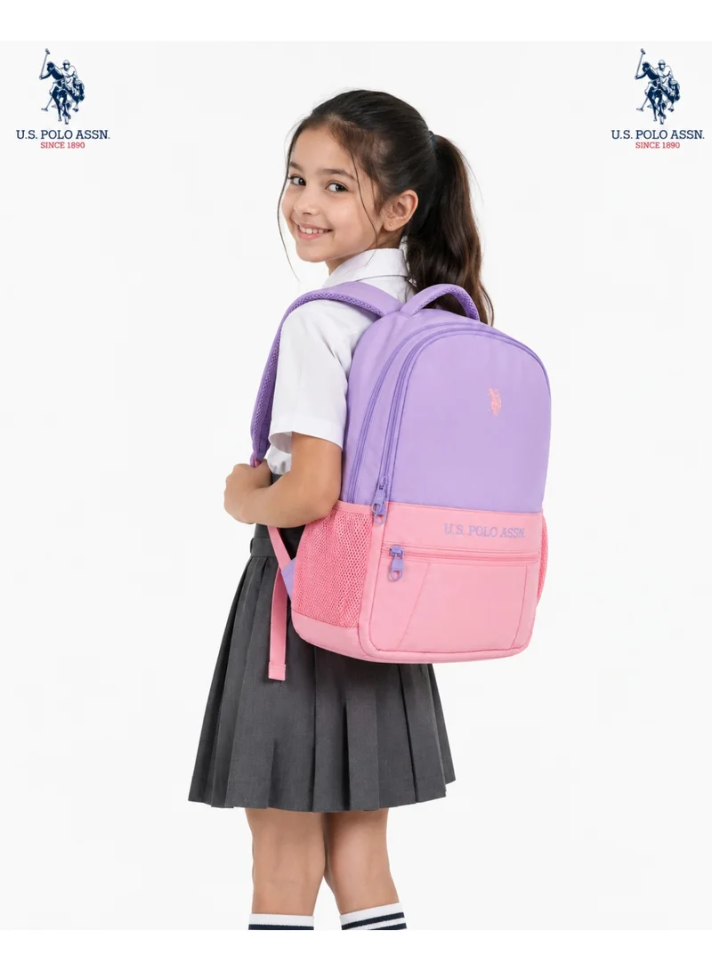 U.S. Polo Assn.  U.S. Polo Assn. Classic Lilac Blush Pastel Colourblock Backpack for School and Office MultiCompartment Bag for Campus  | Best Price UAE