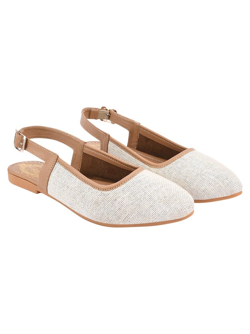 Shoetopia Women’s Slingback Ballet White Flats – Cap Closed Toe Casual Ballerina Shoes with Adjustable Back Strap & Cushioned Insole EU41 - Image 1