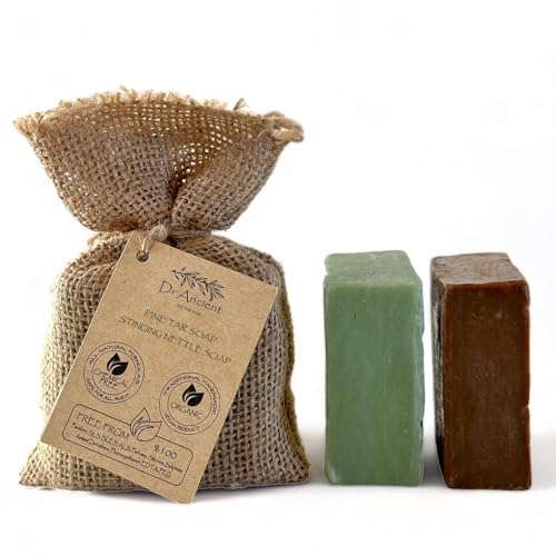 Dr.Ancient Stinging Nettle & Pine Tar Soap Bar Set (2-Pack) â€“ Organic Handmade Vegan Soap Bars, Natural Chemical-Free, Deep Cleansing Gentle Cleanser for Face & Body - Image 1