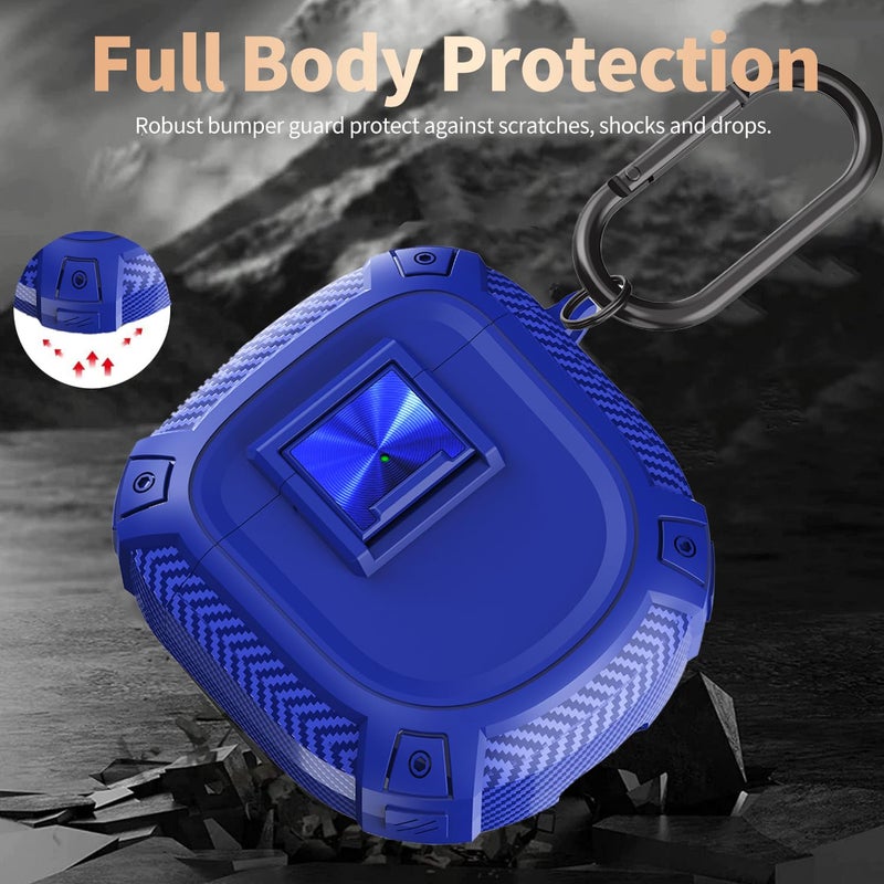 Olytop for New Bose QuietComfort Earbuds II (2022) / Ultra (2023) Case Cover with Lock Clip&Cleaner kit Pen, Rugged Shockproof Protective Hard Skin with Carabiner Men Women for Bose QC 2 - Blue - Image 3