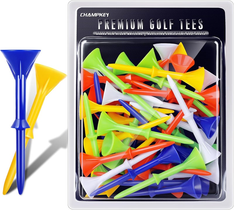Champkey 3-1/4" Premium Plastic Golf Tees｜Excellent Durability and Stability Tees | Choose Between 25 Pack and 50 Pack - Image 1