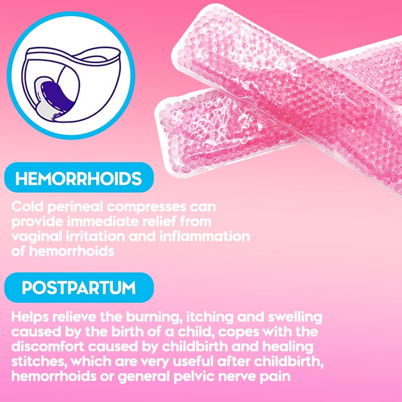 HI FINE CARE 2 PCS Reusable Perineal Cooling Pad, Hemorrhoid and Perineal Ice Packs, Postpartum and Hemorrhoid Pain Relief, Hot & Cold Packs for Women After Pregnancy and Delivery(10X2.4in) Washable Sleeves - Image 4