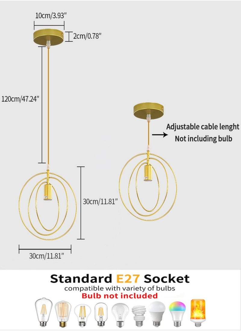 Industrial Vintage Design E27 Pendant Light Fixture/120cm Length/Golden