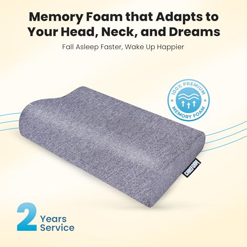 CareFoam Memory Foam Cervical Neck Pillow | 2 Years Warranty | Pain Relief Sleep, Improves Posture Spinal Alignment, Neck Pain Relief | 23 x 14 x 4.5 Inch | Blue Melange Cover | Pack of 2 - Image 4