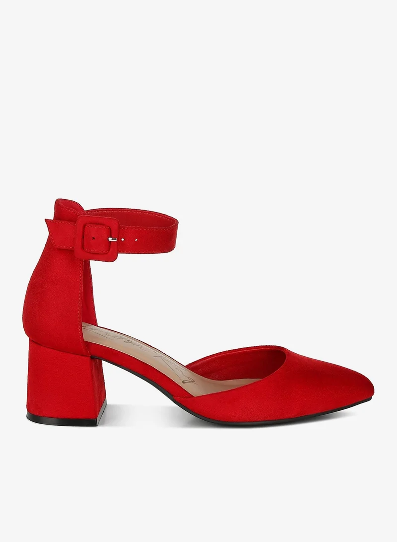 London Rag Mid Heeled Casual Sandals in Red