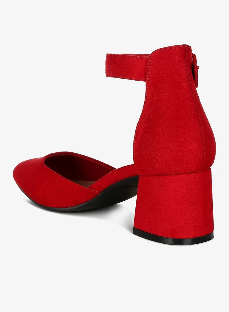 London Rag Mid Heeled Casual Sandals in Red