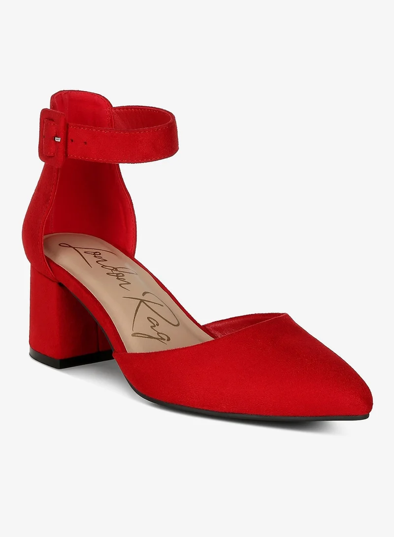 London Rag Mid Heeled Casual Sandals in Red