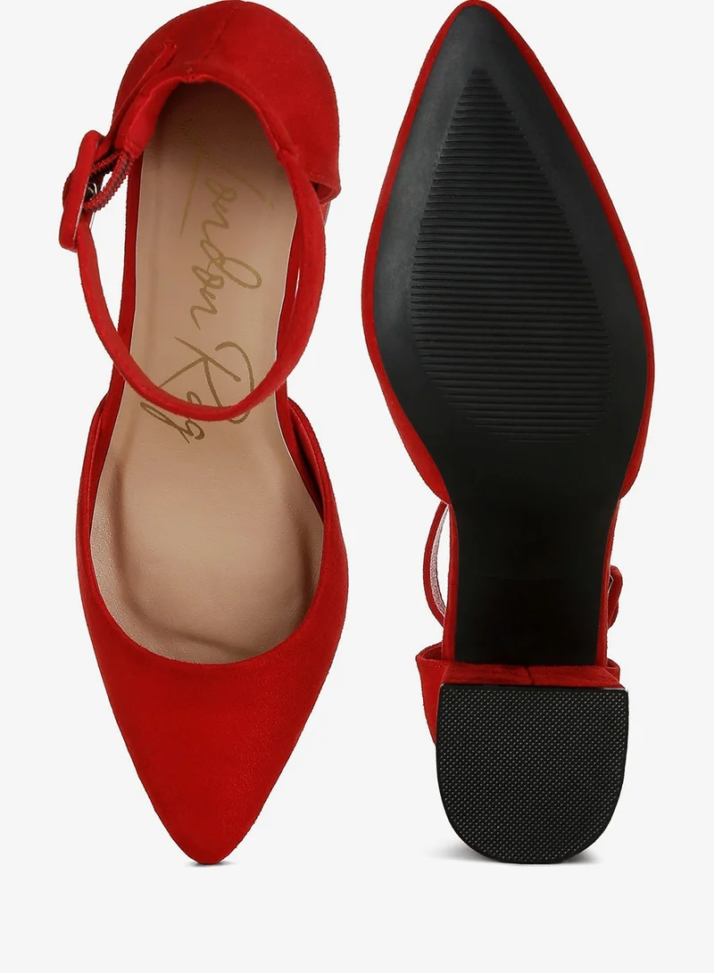 London Rag Mid Heeled Casual Sandals in Red