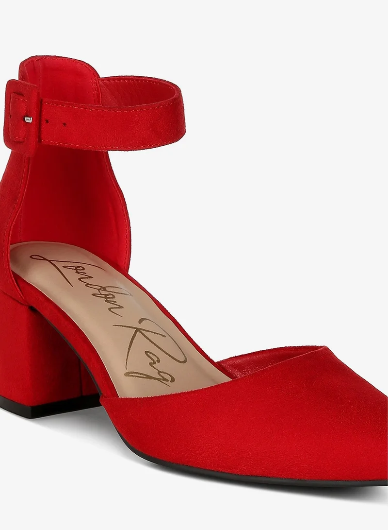 London Rag Mid Heeled Casual Sandals in Red