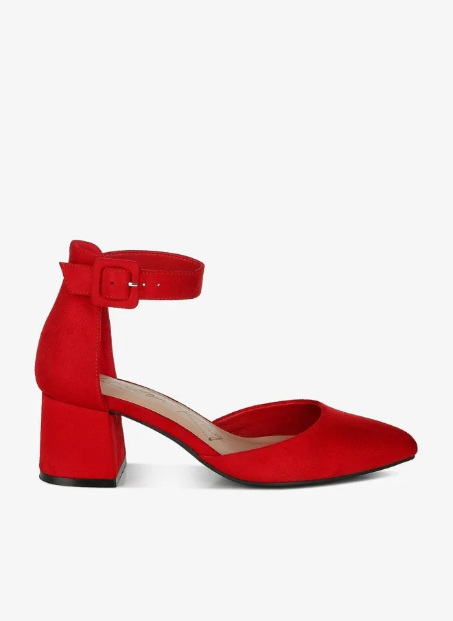 Mid Heeled Casual Sandals in Red