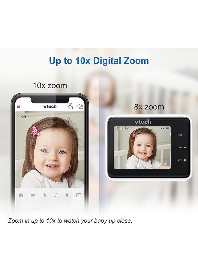 vtech - 2.8 Inch 2 Camera Smart Wi Fi 1080P Hd Video Baby Monitor With Remote Access White - Image 1