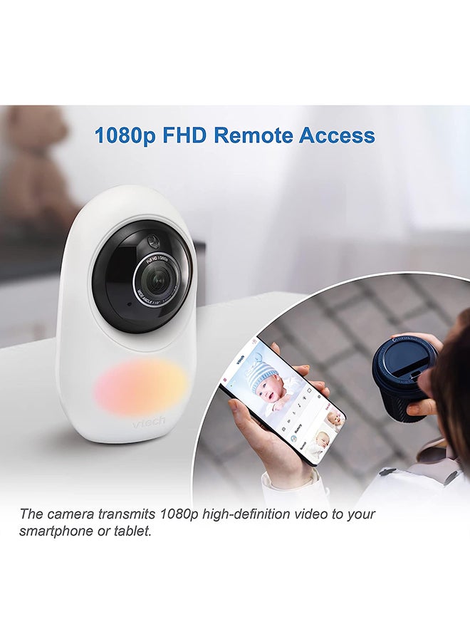 vtech - 2.8 Inch 2 Camera Smart Wi Fi 1080P Hd Video Baby Monitor With Remote Access White - Image 1
