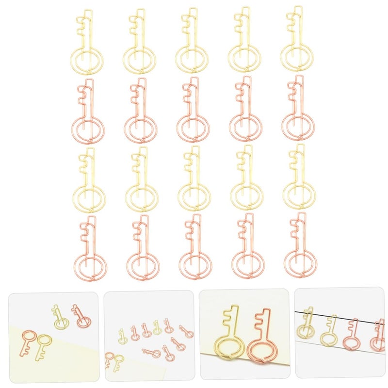 Key Shaped Metal Paper Clips 20pcs Small Memo Document Clamps Creative Bookmarks For Office School - Image 5