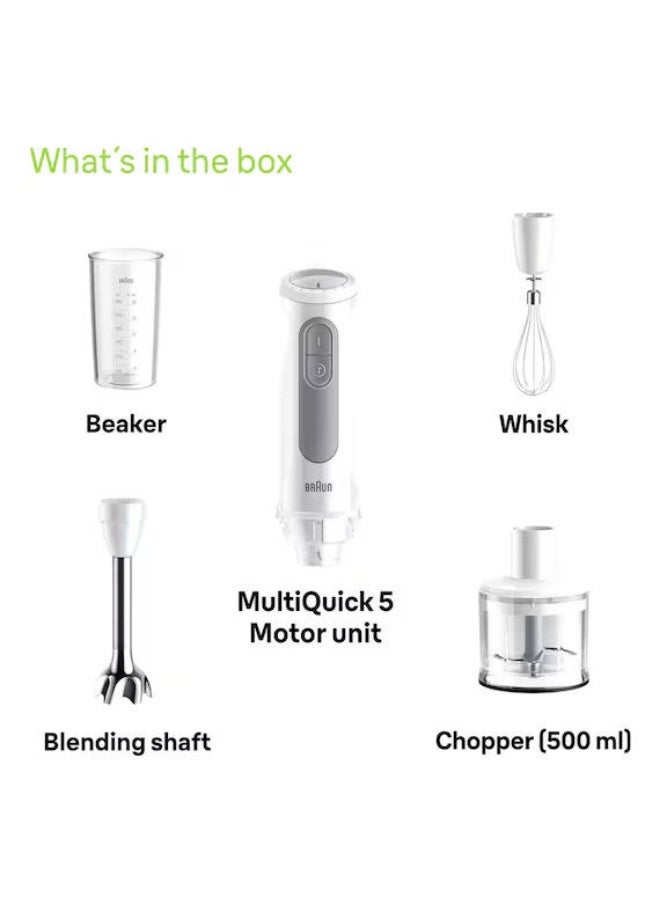 BRAUN Multiquick 5 3 In 1 Hand Blender Set 1000W With Beaker 500 ML Chopper Whisk Powerbell Vplus 21 Speeds MQ 50236 M - Image 3