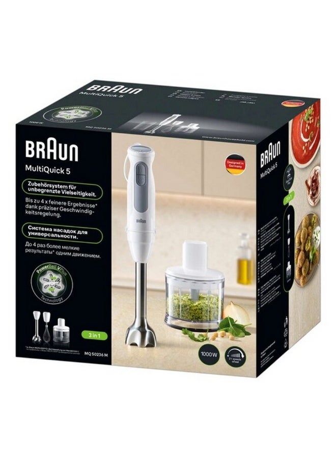 BRAUN Multiquick 5 3 In 1 Hand Blender Set 1000W With Beaker 500 ML Chopper Whisk Powerbell Vplus 21 Speeds MQ 50236 M - Image 2