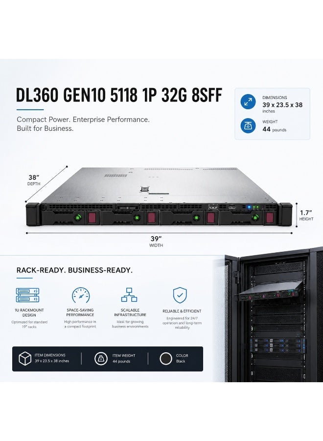 سيرفر راك DL360 Gen10 بحجم 1U بمعالج Intel Xeon 5118 ‏12 نواة 2.3GHz وذاكرة 32GB DDR4 ECC Registered و8 فتحات SFF - Image 4