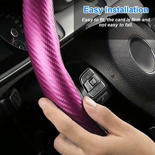 LoyaForba Car Steering Wheel Cover, Carbon Fiber PU Leather Segmented Steering Wheels Protector, Breathable Anti Slip Durable Auto Interior Accessories for Women Men (Carbon Fiber Pink) - Image 5
