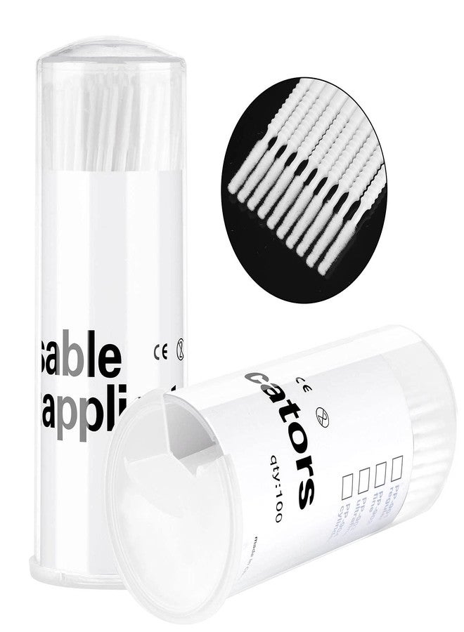 Dming 200 Pieces Disposable Micro Brush Applicator Microswabs for Eyelash Extension Removing Tools, Mini Cotton Swab Brushes for Makeup and Personal Care (White) - Image 1
