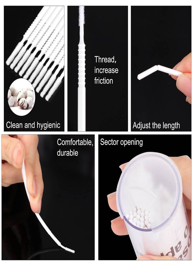 Dming 200 Pieces Disposable Micro Brush Applicator Microswabs for Eyelash Extension Removing Tools, Mini Cotton Swab Brushes for Makeup and Personal Care (White) - Image 3