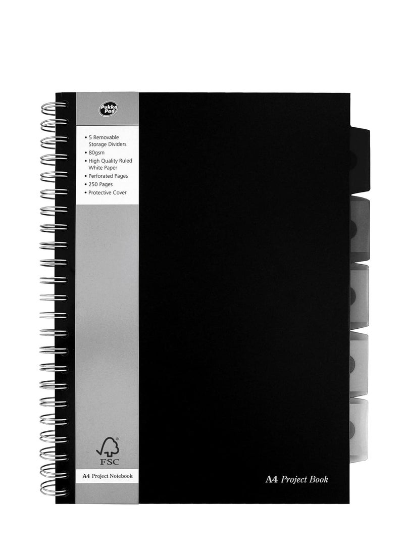 Pukka Pad, A4 Executive Project Notebook 3-Pack - 29.7 x 21cm - Wirebound Notebook with 8mm Feint Ruled Lines on 80GSM Paper - Includes 5 Repositionable Dividers with Storage Pockets - 250 Pages - Image 3