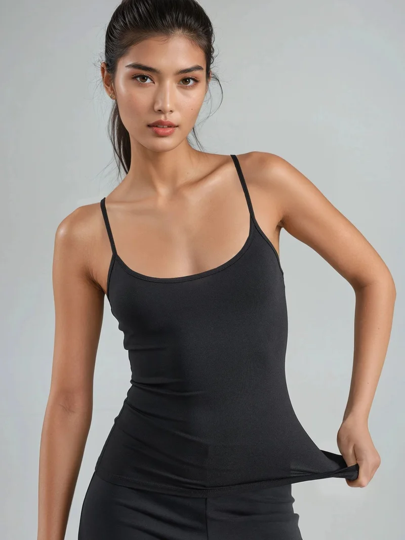 بوسيم BUSEM Fitted U Collar Knitted Tank Top