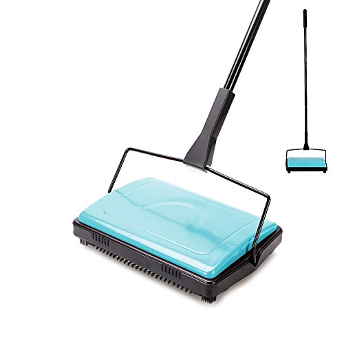Yocada Carpet Sweeper Cleaner for Home Office Low&Undercoat Carpets Rugs Pet Hair Dust Scraps Paper Small Rubbish Cleaning with a Brush Blue - Image 1