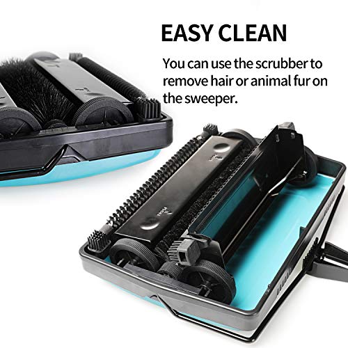 Yocada Carpet Sweeper Cleaner for Home Office Low&Undercoat Carpets Rugs Pet Hair Dust Scraps Paper Small Rubbish Cleaning with a Brush Blue - Image 4