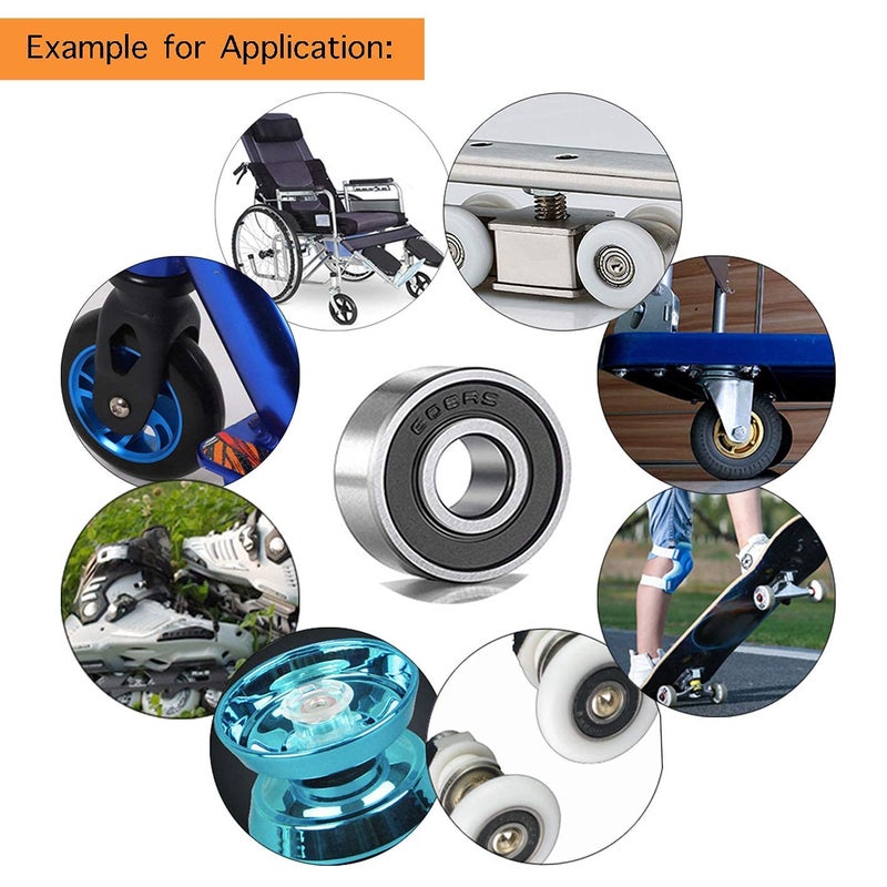 WAFJAMF 20 Pack 608-RS Ball Bearing - Double Rubber Sealed Shielded Miniature Deep Groove 608rs Bearings for Skateboards, Inline Skates, Scooters, Roller Blade Skates, Long Boards (8mm x 22mm x 7mm) - Image 3