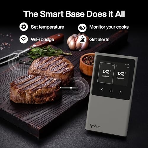 Typhur Sync WiFi Wireless Meat Thermometer Digital, 2 Probes, Smart Base, LCD Display, Unlimited Range, Bluetooth 5.4, Improved Stability, NIST-Certified Accuracy, BBQ, Grill, Smoker, Oven, Kitchen - Image 4