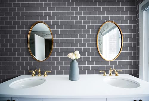 VViViD 11 Sheets Peel and Stick Grey Gloss Faux Ceramic Brick Wall Tiles Self Adhesive Backsplash 12x12 2mm Thick Kitchen Bathroom 11 sq ft - Image 3