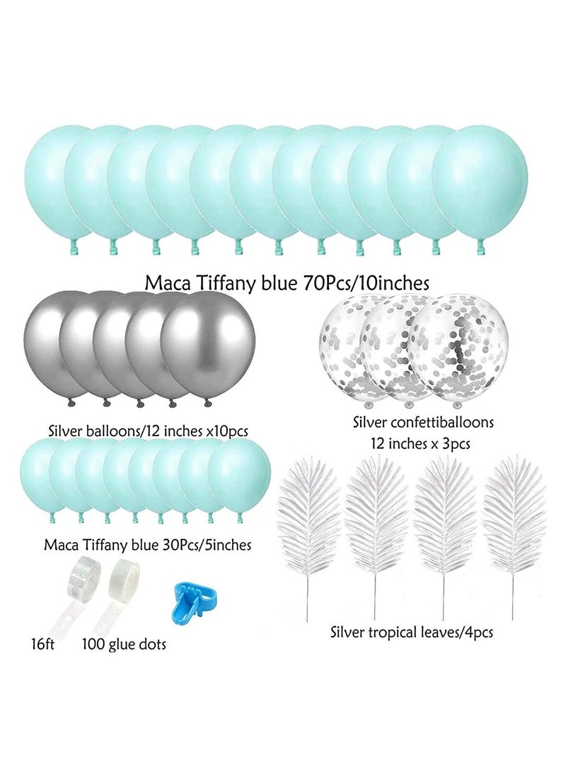 SYOSI Blue Balloon Arch Garland Kit, Silver Balloons and Silver Confetti Latex Balloons for Kids Family Wedding Birthday Party Supplies, Blue Party Balloons for Party Background Decorations - Image 2