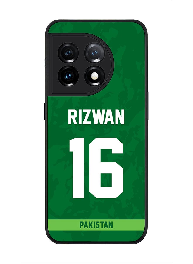 Stylizedd - Rugged Black Edge Case for OnePlus 11R 5G / OnePlus Ace 2, Slim fit Soft Case Flexible thin Cover - Player Name - Mohammad Rizwan, Jersey Number- 16 - Image 1